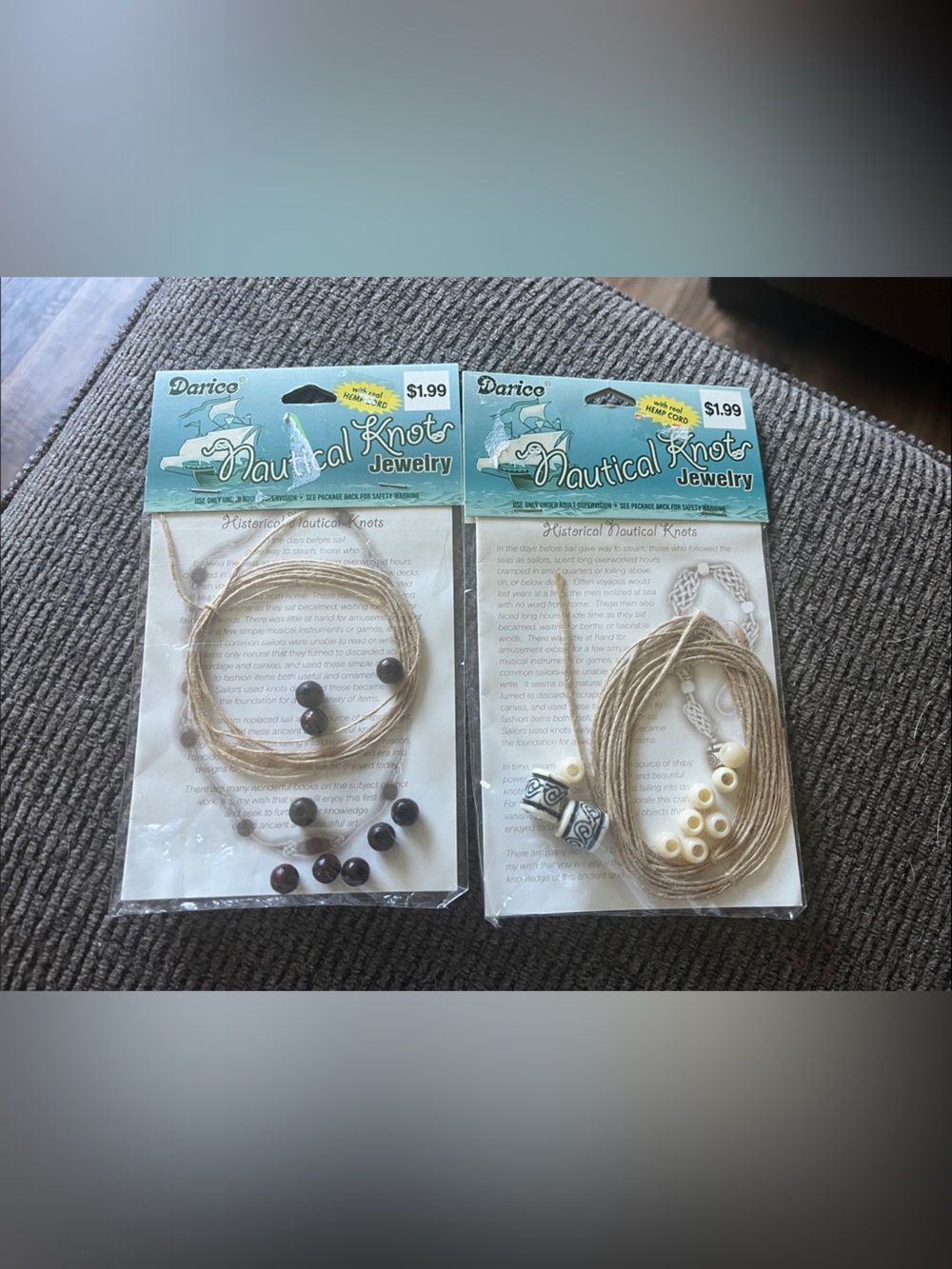 Darice Nautical Knot Jewelry Kit — Beige Hemp Cord with Brown & Cream Beads